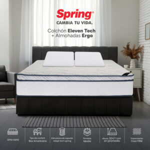 Colchón Spring Eleven Tech + Almohadas Ergo