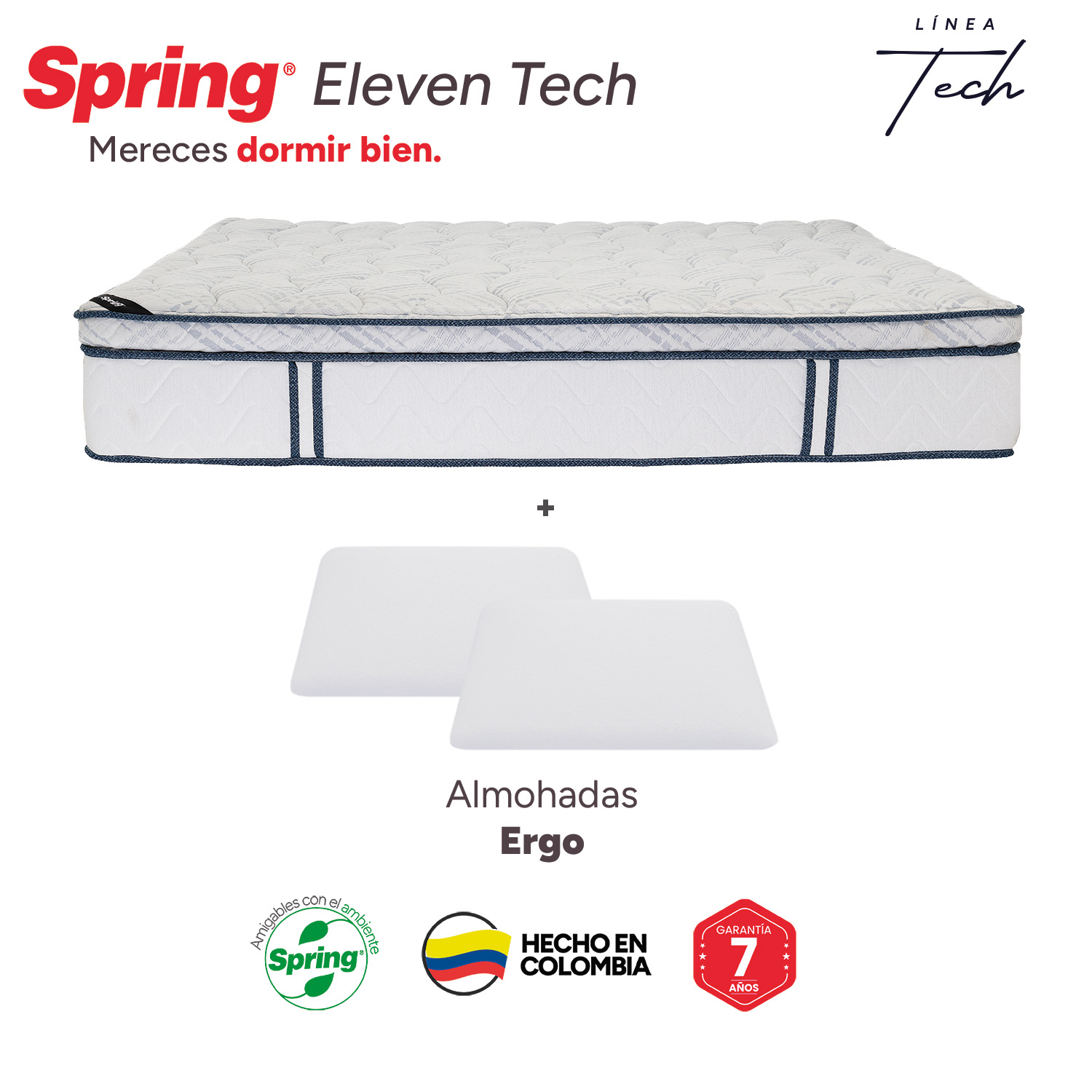Colchón Spring Eleven Tech + Almohadas Ergo - Image 8